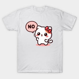 Kawaii Kitten Saying No T-Shirt